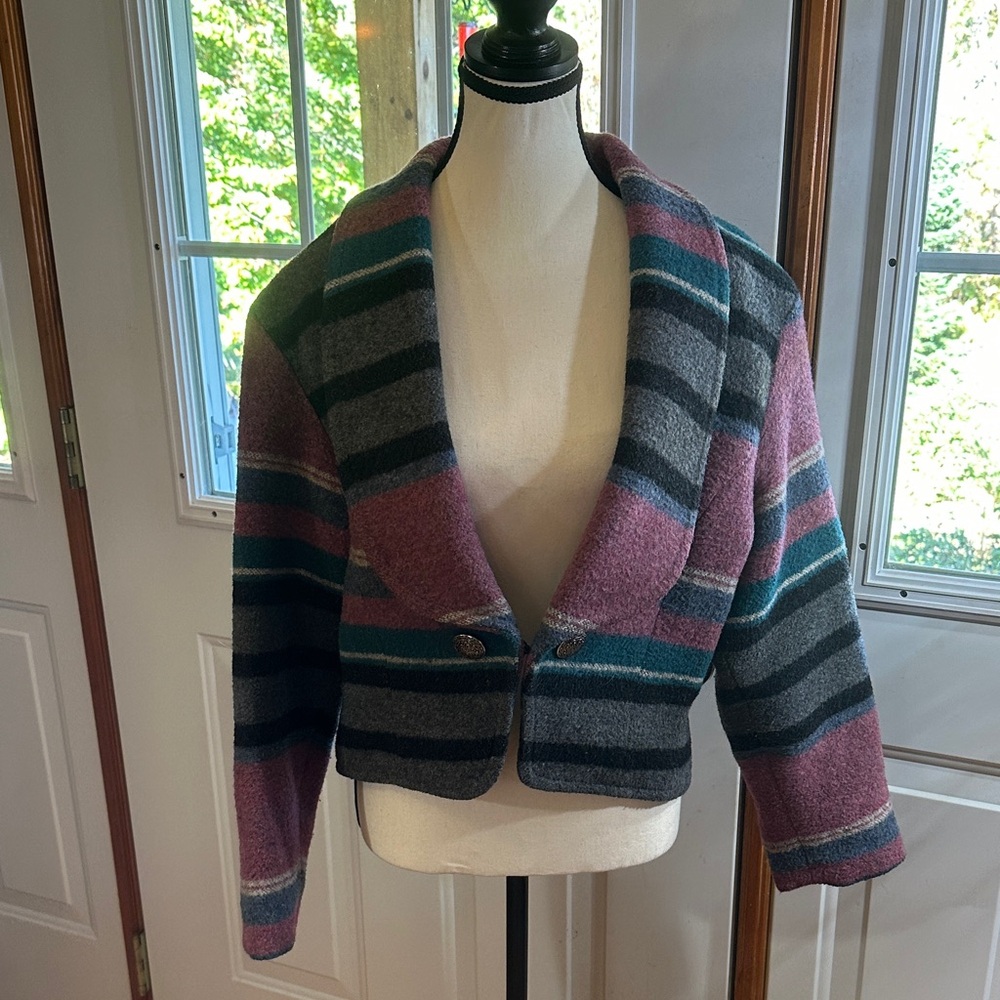 Vintage Mid-West Garment Co Striped Blanket Coat